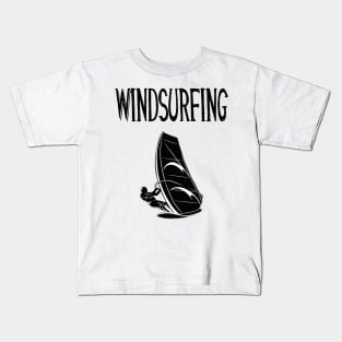 windsurfing v7 black text sport windsurf Kids T-Shirt